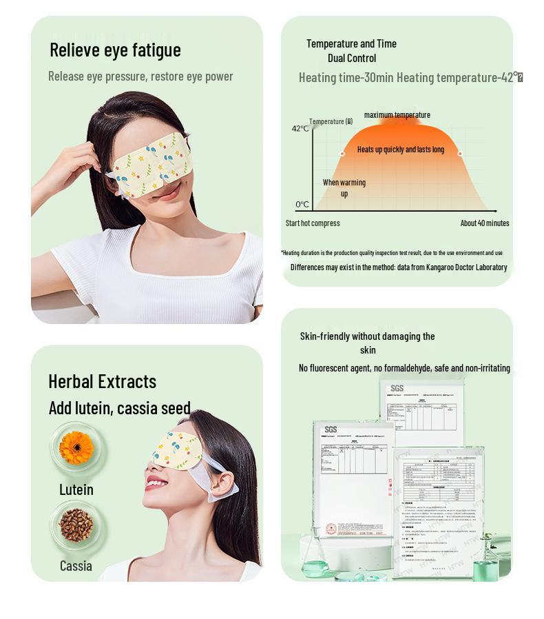 Kangaroo Doctor Self-Heating Steam Eye Mask with Lutein and Anthocyanin for Eye Fatigue Relief