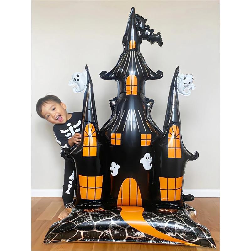 1pc Halloween 58-inch Super-large Haunted House Castle Standing Aluminum Foil Balloon, Horror Halloween, Haunted House Party