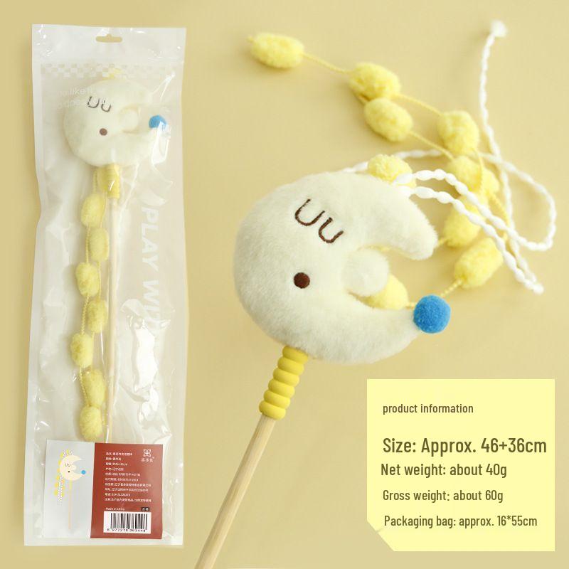 Cat Teaser Toy: Star Moon Tassel Rod with Plush Doll