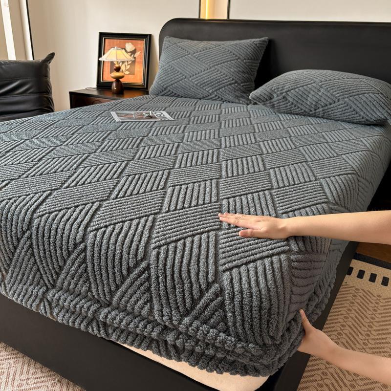 New Jacquard Comfortable Cotton Velvet Bed Sheet Single piece Thickened in Winter