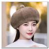Plush Octagonal Beret: Fluffy, Noble-Looking Faux Mink Fur Hat for a Slimmer Face.