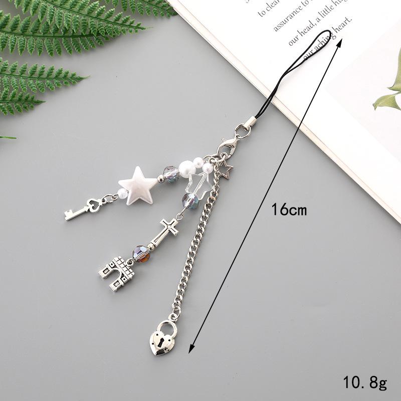Handmade Beaded Cross Pendant Keychain Phone Case Chain - Exquisite Gift Ornament