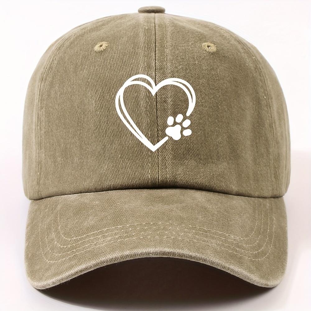 Double Layered Heart-shaped Cat Paw Printed Duckbill Cap for Both Men and Women, Adjustable Dad Baseball Cap