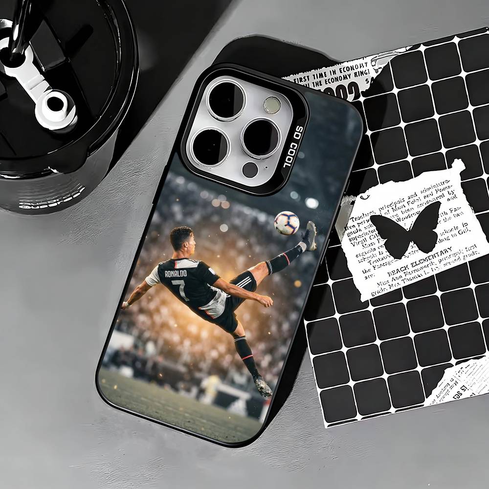 CR7-Ronaldo Football Phone Case For iPhone 17,16,15,14,13,12,11 Plus,Pro Max,XS,Colored silver phone case iPhone15plus