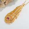 Pendant S925 Sterling Silver Light Luxury Natural Ruby Feather Necklace Women'S Niche Gold Collarbone Chain