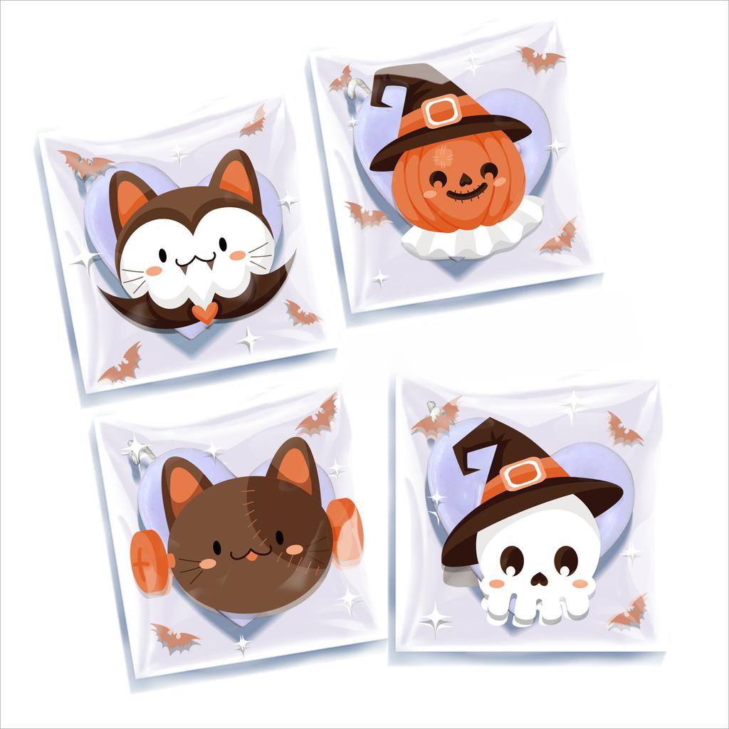 Transparent Style, Halloween, Nougat, Snowflake Puff Pastry, Biscuit Candy Packaging Bag, Ghost Festival, Party Gift, Self Sealing Bag