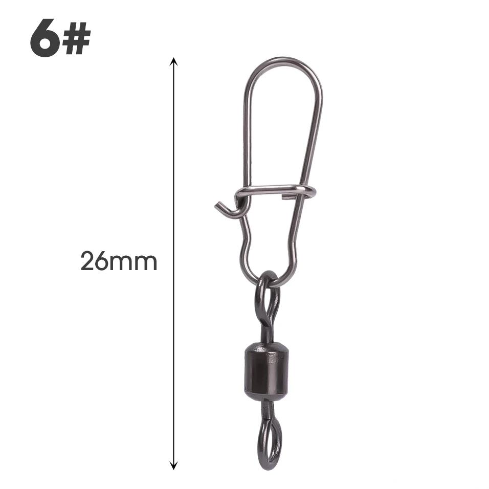 10/50PCS Fishing Connector Pin Bearing Rolling Swivel Stainless Steel Snap Fishhook Lure Swivels Fishing Tackle Accessories