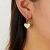 Gold Plated Stainless Steel Crystal Heart Hoop Earrings for Women