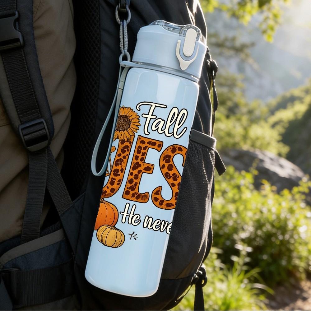 1PC Thankful Jesus Pumpkin Letter 750ml Color Plastic Sports Water Bottle Leakproof Flip Straw Lid Suitable for Sports Office Home Use