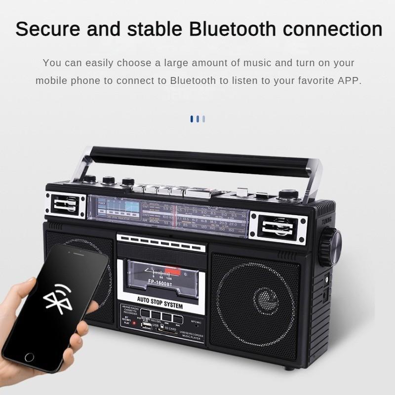 Przenośny Trzypasmowy Stary Radio Kasetowe Bluetooth Dysk Flash USB Karta SD Wielofunkcyjny Rejestrator 340*165*93mm