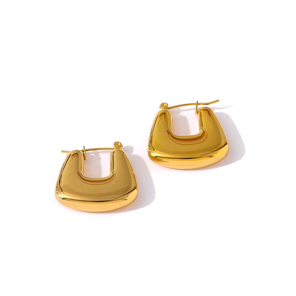 

Yhpup Women Stainless Steel Metal Earrings Statement Gold Color Texture Geometric Chunky Unusual Earrings Party Gift Accessories