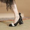 White High Heels Thick Heel Single Shoes Women's 2025 New Versatile Cheongsam Bridesmaid Shoes Daily Wear Mary Jane Shoes
