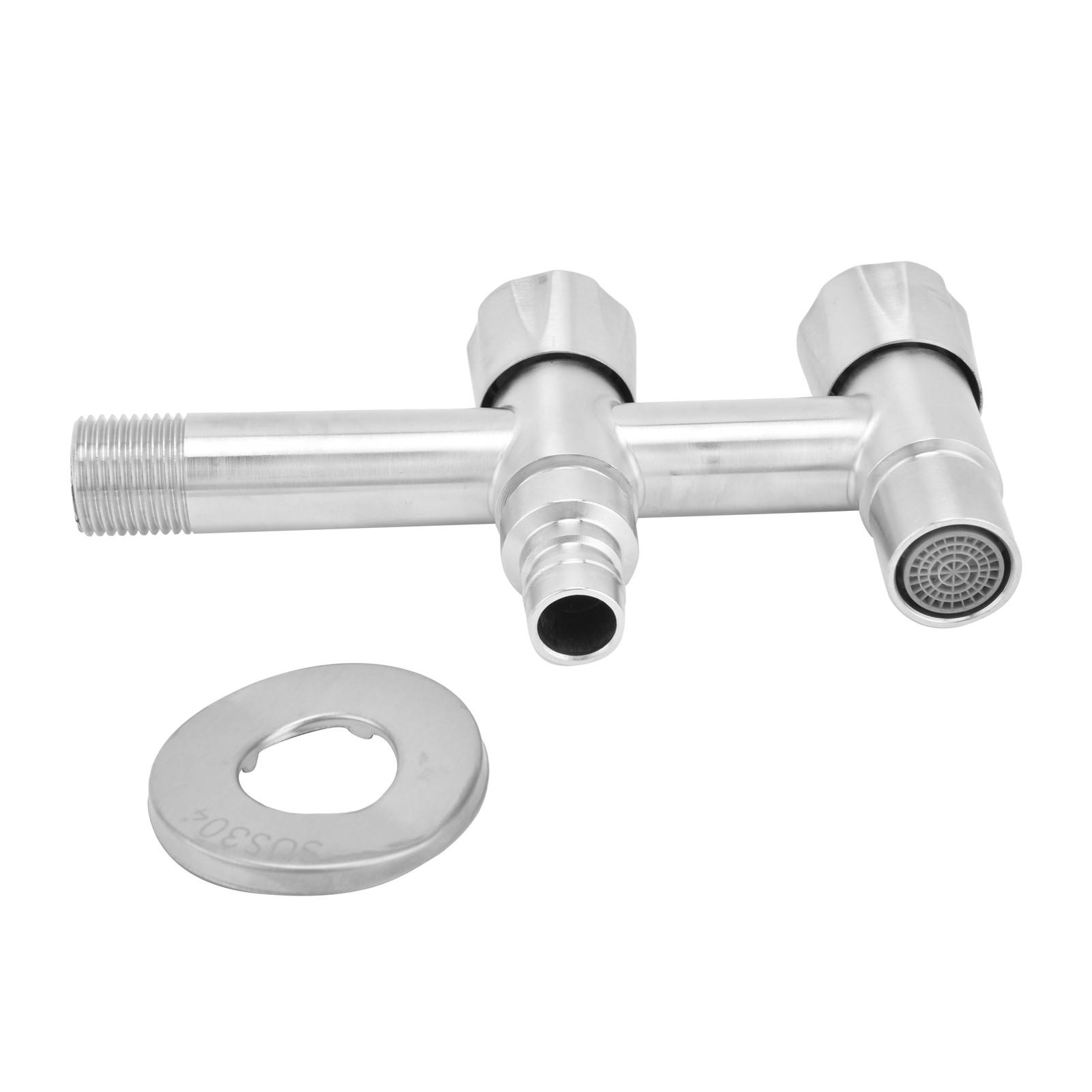 

G1/2 Stainless Steel Faucet 1 Inlet 2 Outlet Washing Machine Water Tap for Home Bathroom Balcony