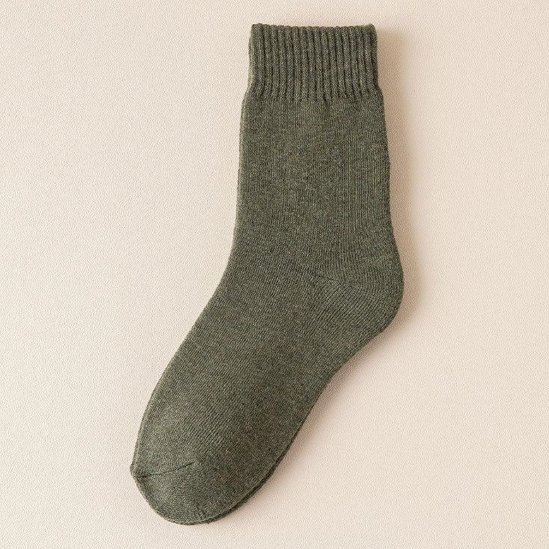 Women's Autumn and Winter Fleece Mid-calf Socks In Solid Color, Thickened Loops, Warm Towels, Sweat-absorbing Long Calf Socks