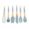Silicone Cooking Utensils 6 Piece Silicone Utensil Set Durable Wooden Handle Kitchen Gadgets for Home Restaurant