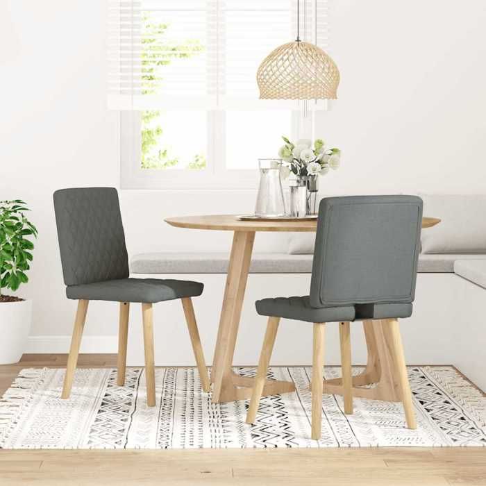 VidaXL Chaises à manger lot de 2 gris foncé tissu, chaise, chaise de salon, chaise d'accent, chaise de cuisine, siège de 4101122