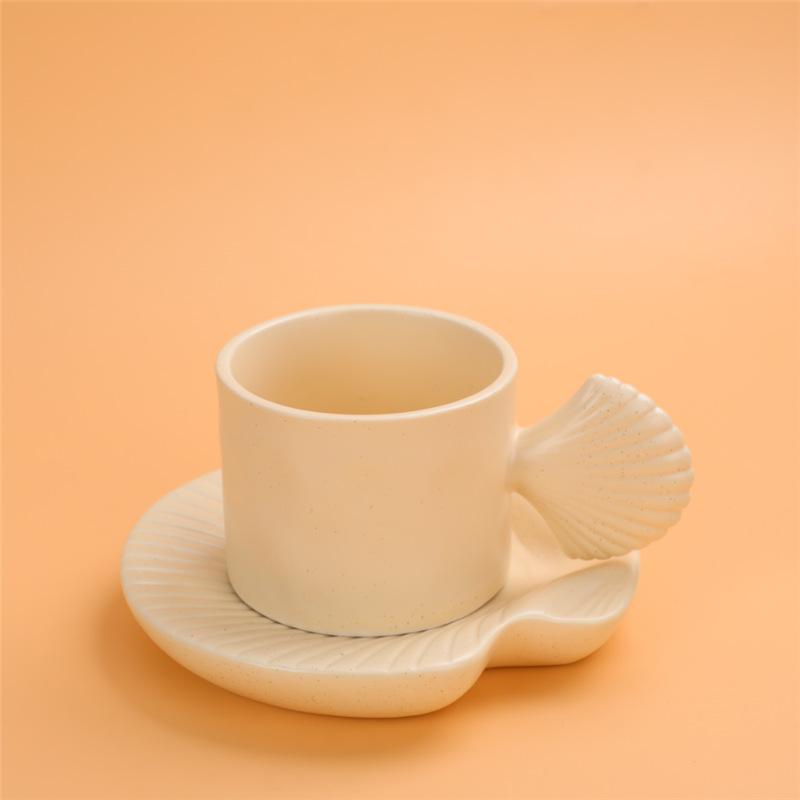 Shell coffee cup saucer ceramic mug Internet celebrity cup ins wind breakfast cup cute chubby ceramic cup