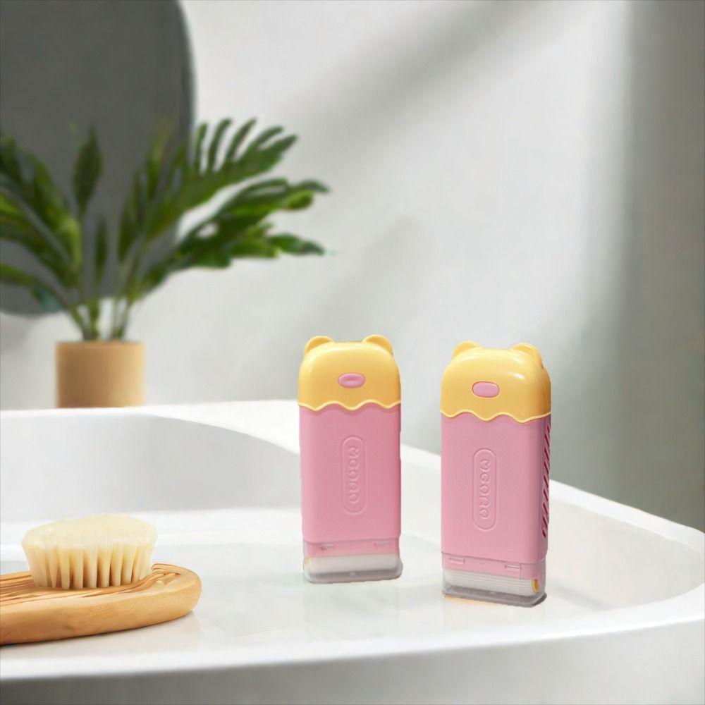 2PCS Plastic Little Bear Soap Box Pink Soap Storage Dish Multi Functional Soap Case  Kitchen