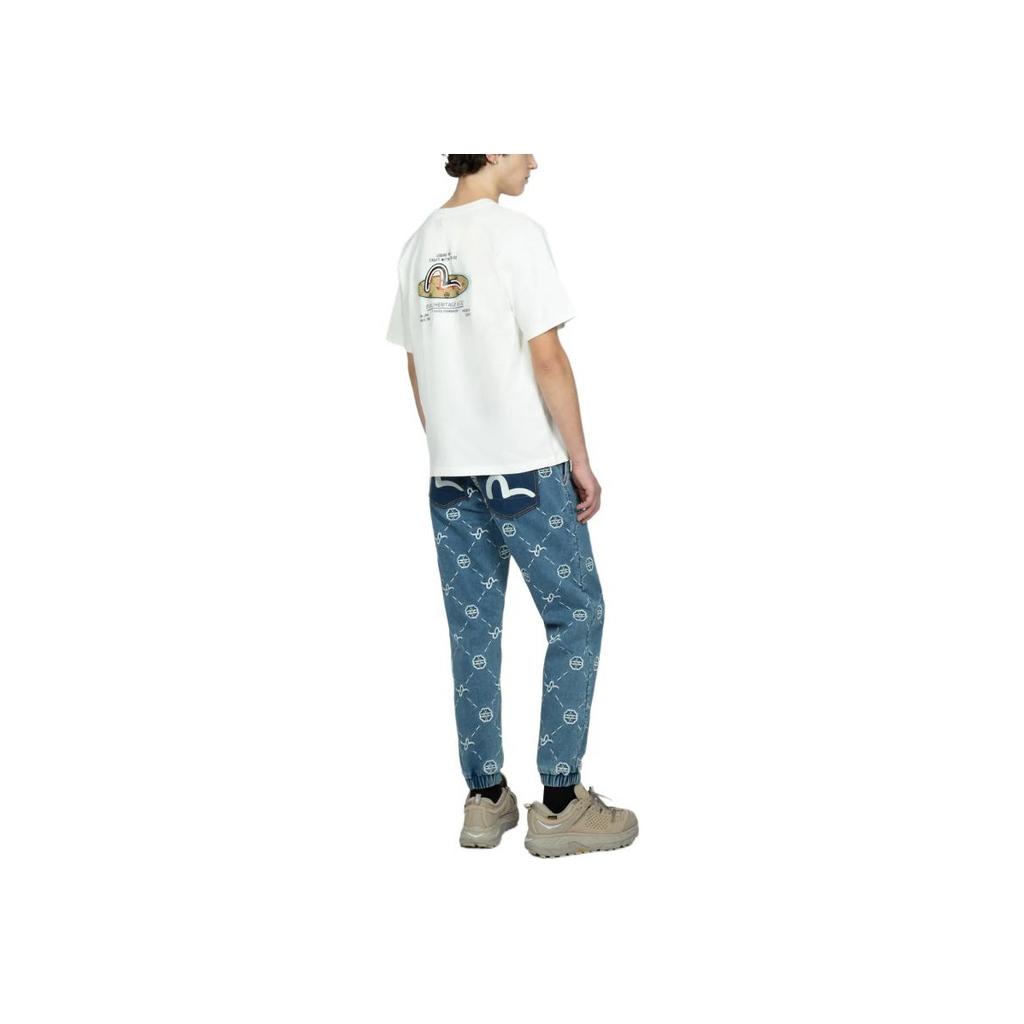 Evisu Logo Print Round Neck Short Sleeve T-Shirt Unisex Tops White 2ESHTM3TS538XXCT