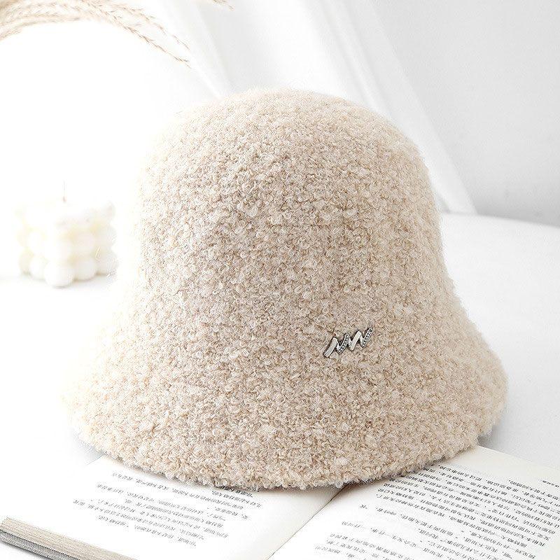 

Woolen Fisherman s Hat Children s Autumn and Winter Leisure Bucket Hat Elegant Warm Knitted Basin Hat one size бежевий