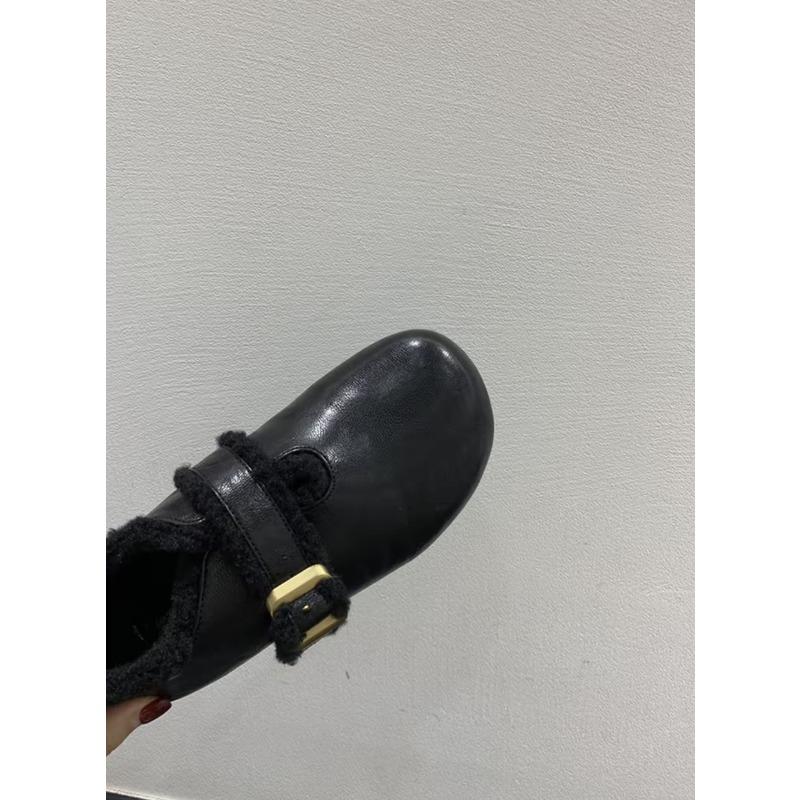 Retro Fleece Shoes for Women's Autumn and Winter New Thick-soled Full-fit Single Shoe