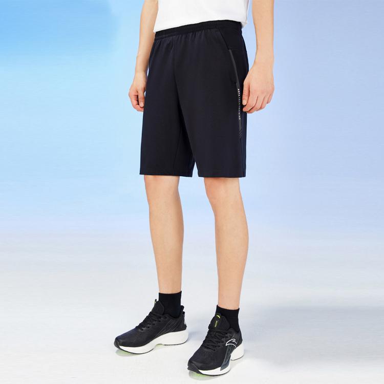 Anta Training Series Logo Buchstaben Mid-Waist Straight Leg Five-Point Shorts Herrenshorts Basic-Schwarz 152327311-3