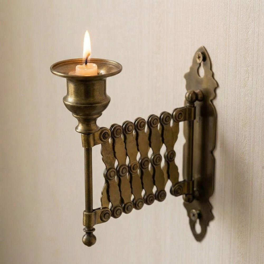 Vintage Wall-Mounted Candlestick Adjustable Metal Candle Holder Candle Bracket  Gifts