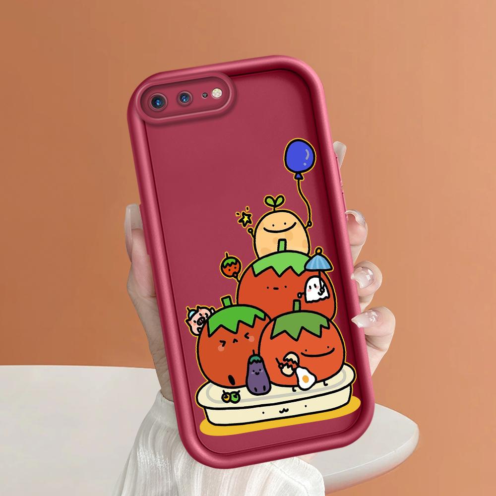 Cute Cartoon Vegetables Tomatoes Phone Case for iPhone Samsung Galaxy Xiaomi Redmi POCO HUAWEI Honor Shockproof Rubber Soft Flexible Cover Casing