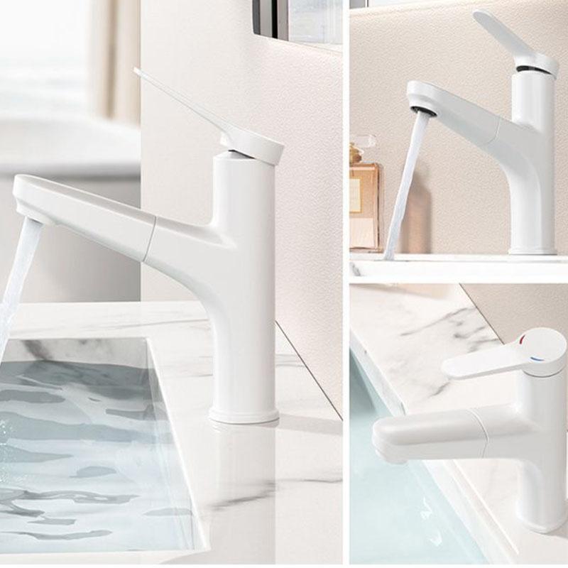 Pull Out Bathroom Washbasin Faucet Brass Sink Tap Flexible Hot and Cold Water Mixer Faucet Deck Mounted Bathroom Accessories