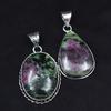 Ruby Zoisite CERTIFIED Gems Pear-Oval Cut 115 Ct Pendant 925 Sterling Silver My-330-k