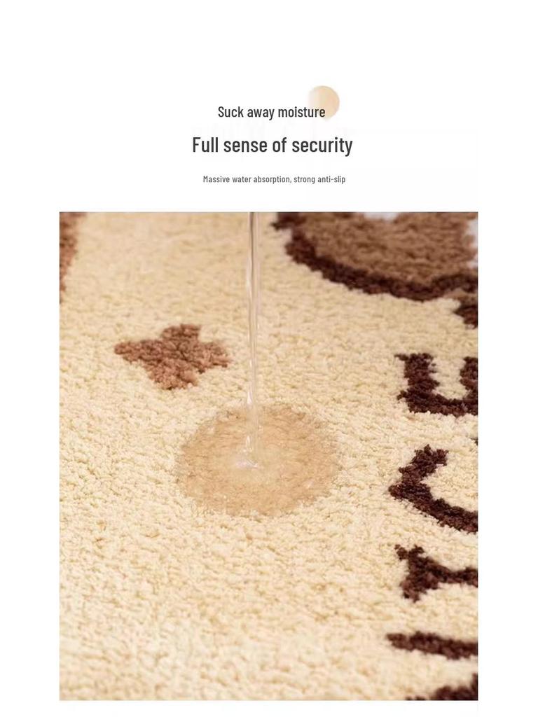 Temu Faux Cashmere Cat Bathroom Mat: Absorbent, Non-slip, Easy Care