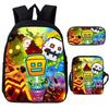 Angry Geometry Dash Cartoon Print Children Backpack 3Pcs Set Boys Girls School Bags Large Capacity Bookbag Back To School Gifts