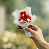 Hand Woven Puffs Crochet Flowers Hand-Knitted Gift for Lovers Mini Artificial Flower Mini Size Flower Bouquet Valentine's Day