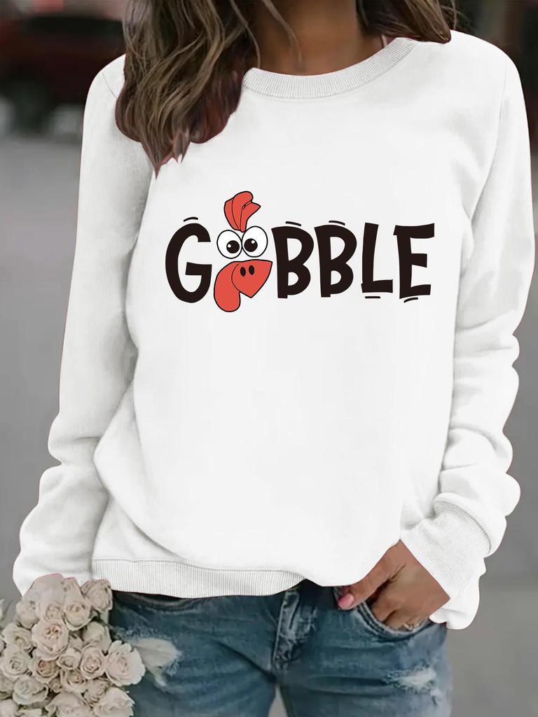 Women's Thanksgiving Print Long-Sleeve Sweatshirt Hoodie