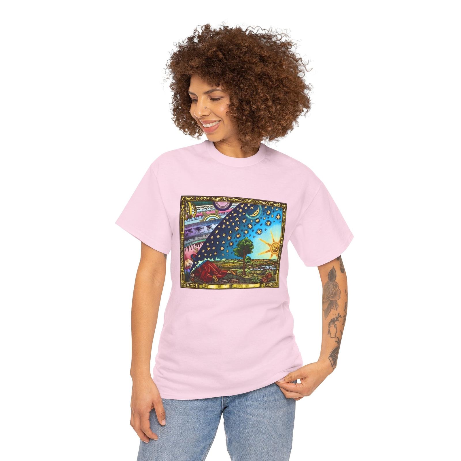 Flammarion Engraving Color T-Shirt Mens Womens Tees Top Universe Middle Ages Art Space Supernatural XL