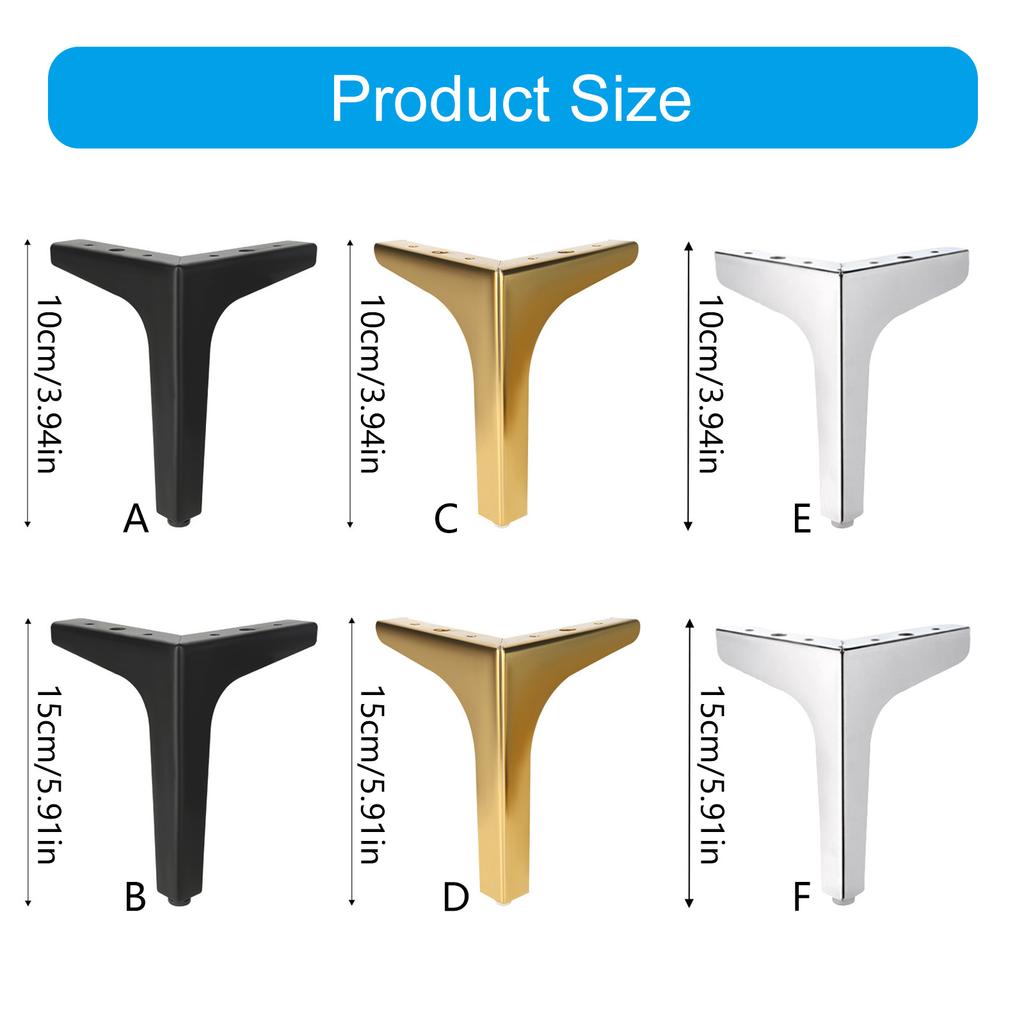 4pcs Modern Metal Cabinet Legs Triangle Furniture Feet Metal Furniture Legs for Sofa Couch Chair & Cupboard Replacement