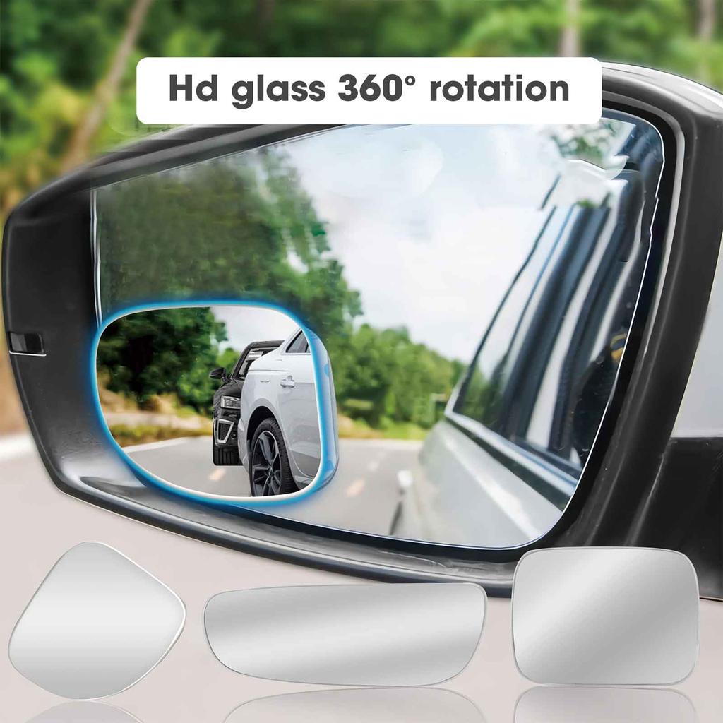 2Pcs Round Frame Convex Blind Spot Mirror Safety Driving Wide-angle 360 Degree Adjustable Clear Rearview Mirror Car Accessories