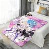 Anime ReZero Throw Kid-Friendly Flannel Throw Blanket Soft Warm Anti-Static Washable All Season