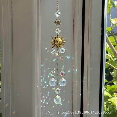 PDD Crystal Sun Catcher: Sun, Moon, and Stars Garden Light-Hanging Prism Pendant