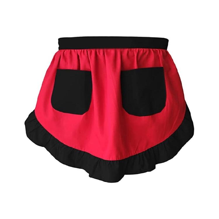 Dziewczęcy Cosplay Półfartuch Półfartuch z 2 kieszeniami, Falbaniasty Fartuch Maid Halloween Boże Narodzenie Fartuch Cosplay