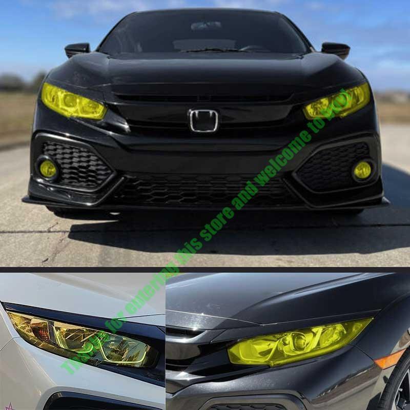 Для Honda Civic 2016-2021 Желтая Предустановленная Виниловая Пленка-Тонировка для Фары и Противотуманной Фары