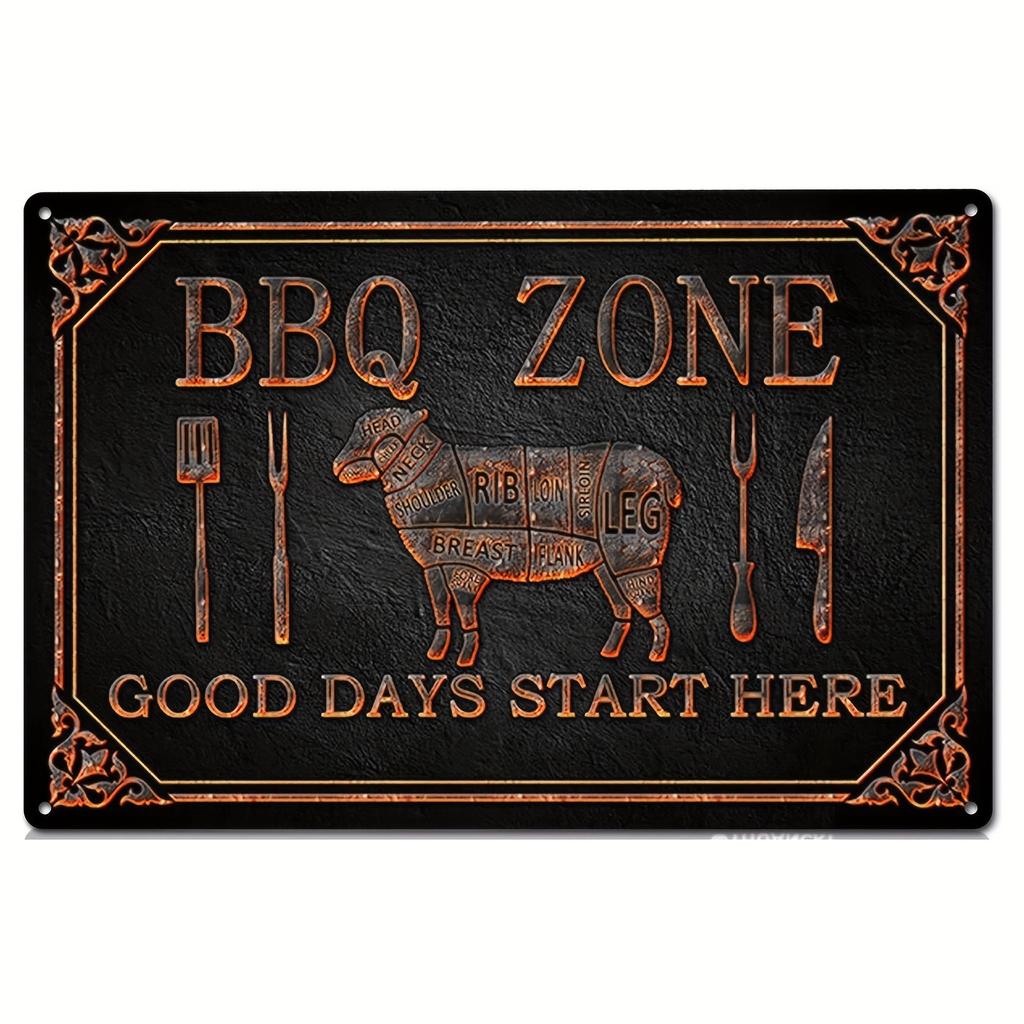 2D Metal Tin Sign Vintage BBQ ZONE Beer Posters Plaque Decorative Plates for Garage Club Man Cave Bar Home Cafe Wall Decor