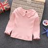 Baby Girl Kids Cotton Peter Pan Collar Long Sleeve Solid Color Top Cute T-shirt for Babys