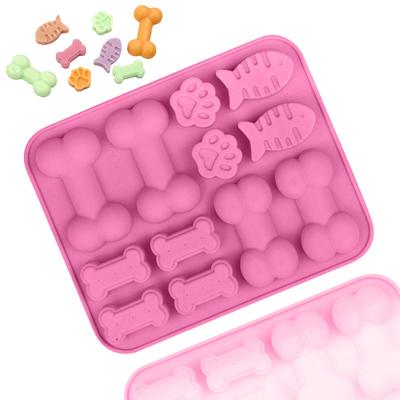 2 Τμχ Φόρμα Σιλικόνης 12 Θήκες Οστό Ψάρι Πατούσα Γάτας Αντικολλητική