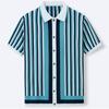 Men's Fashion Luxury Leisure Knit Polo Shirt Striped Button-down Short Sleeve Cardigan Casual Business Knitwear New Summer