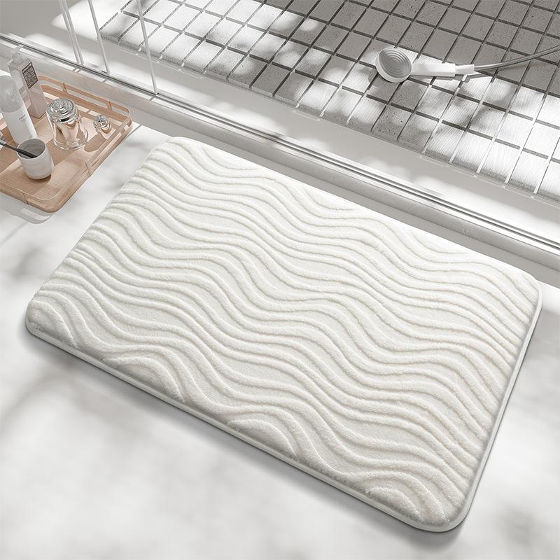 Bathroom Mat with Non-Slip PVC Backing, Absorbent Jacquard Plush Bath Rug, Machine Washable, 4 Size Options