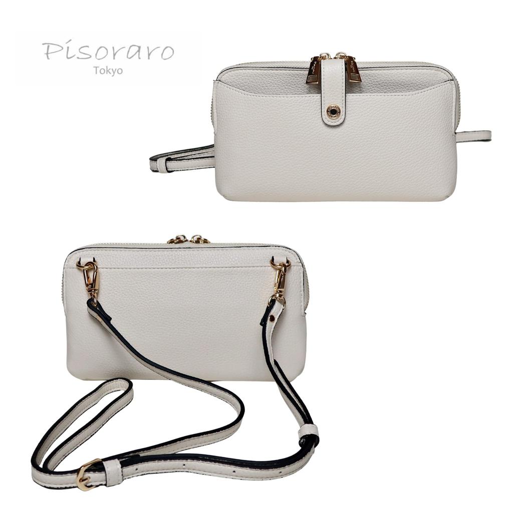 Pisoraro Wallet Shoulder with Smartphone PR184 IVORY [Pisoraro] Storage, Crossbody, Ivory, Multi-Functional