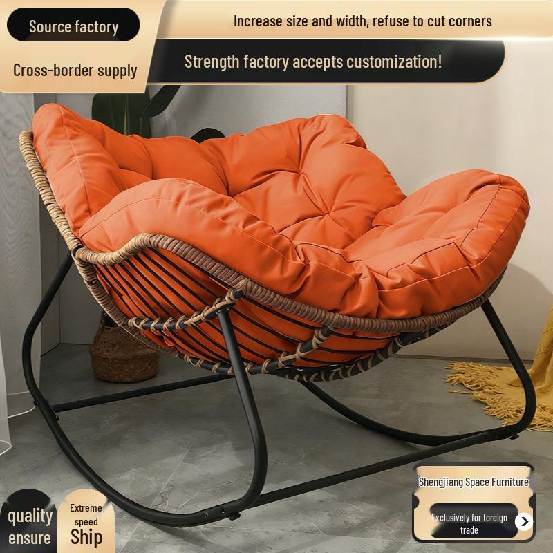 Rattan Bird's Nest Rocking Chair: Lazy Double Seater for Balcony & Leisure