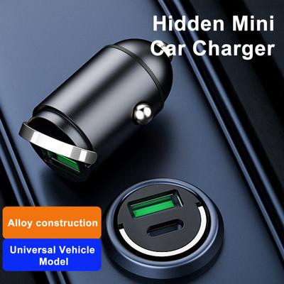 Car Charger Dual-Port USB and Type-C 120W Super Fast Charging Aluminum Alloy Auto Parts Car Accessories for Phones Tablets