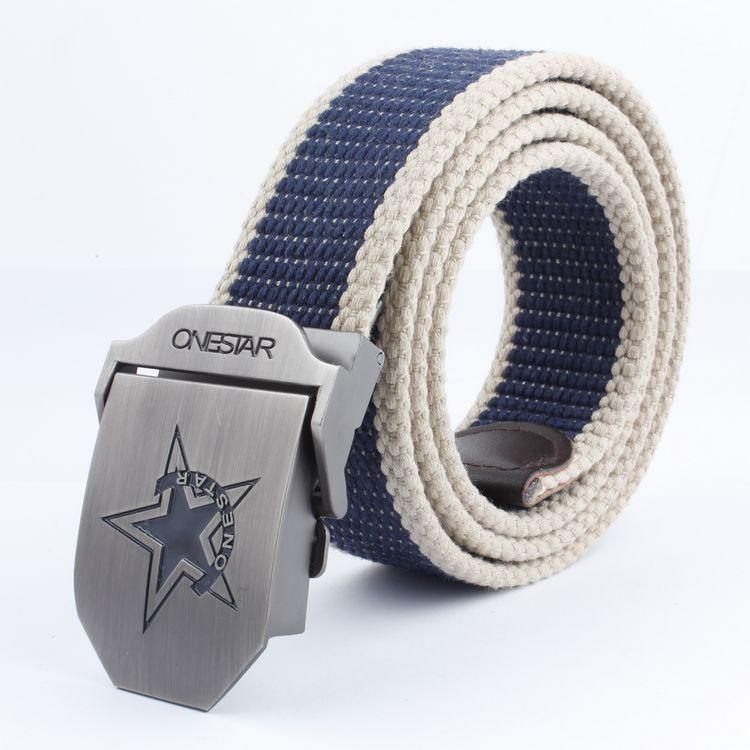 Black Five-Star Canvas Belt Headhunting Black Eagle Men's Automatic Buckle Belt Woven Leisure Good Supply